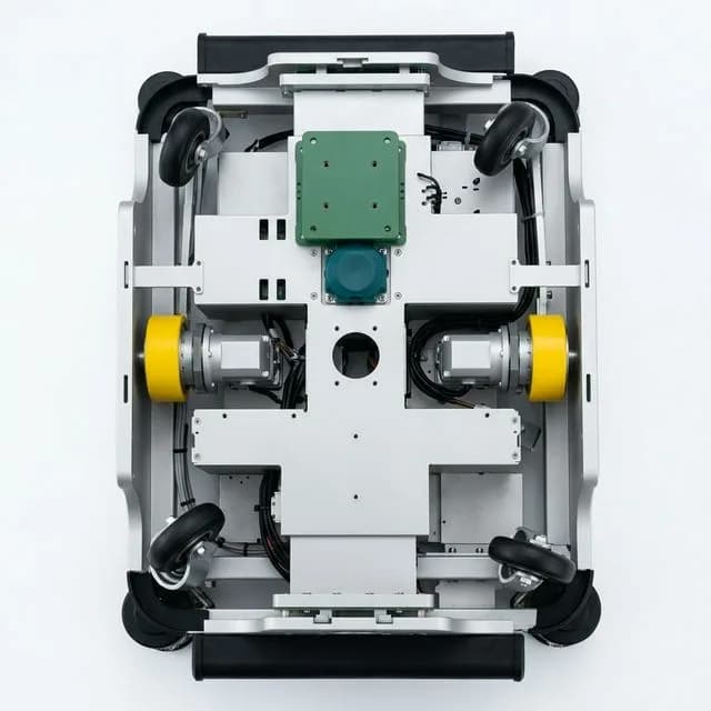 Heavy payload AGV chassis design envelope for wide track width and low center of gravity screening