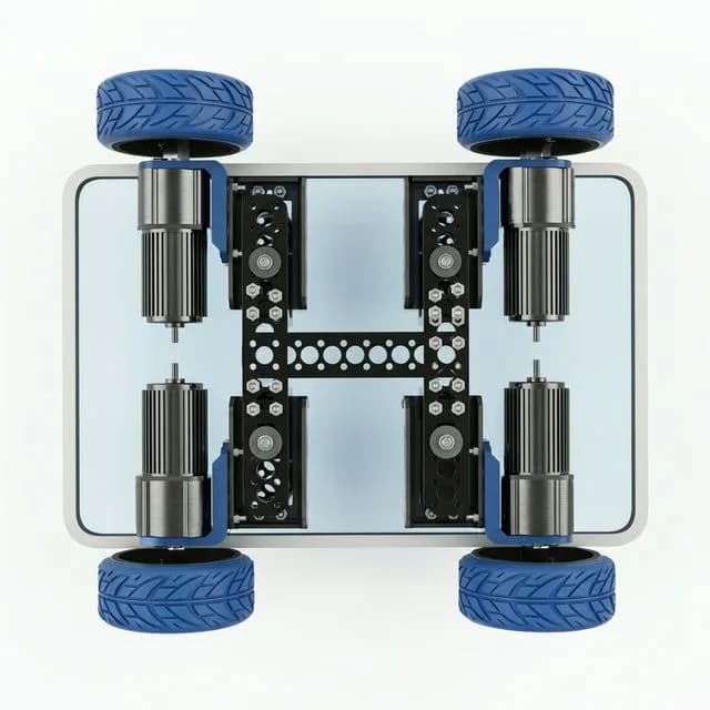 Clean-floor differential AGV chassis design with compact rectangular platform and centered drive wheel layout