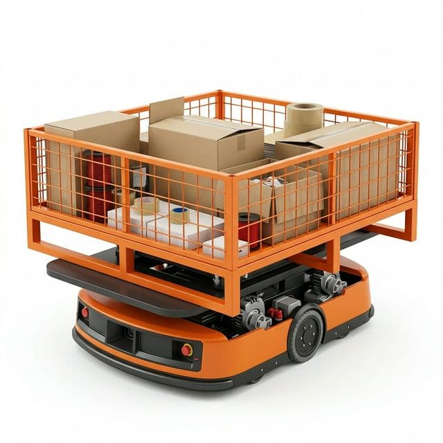 Warehouse AGV fleet in operation